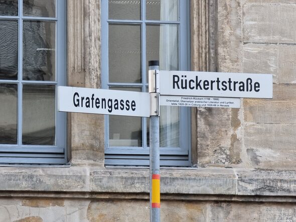 Straßenschild Rückertstr. / Grafengasse