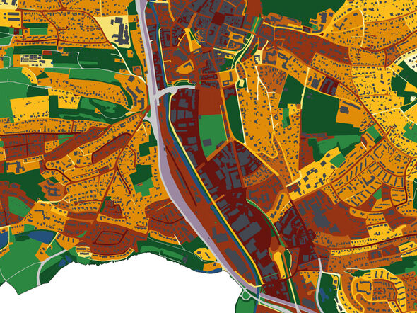 Karte der Hitzeenticklung im Süden Coburgs