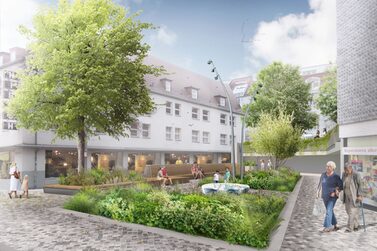 Visualisierung der künftigen Gestaltung des Freiherr-von-Stockmar-Platzes