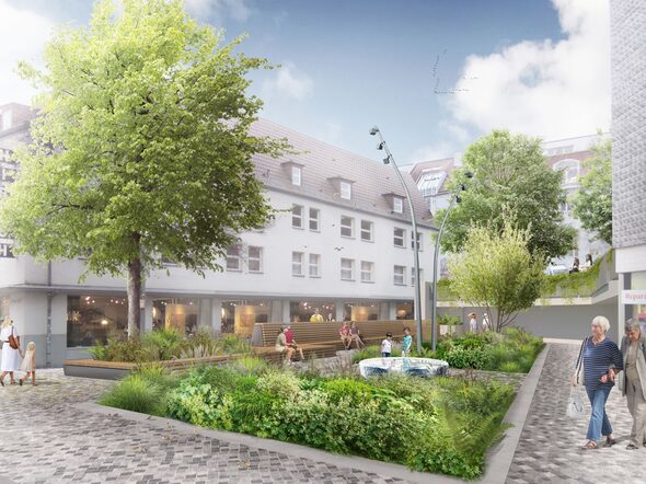 Visualisierung der künftigen Gestaltung des Freiherr-von-Stockmar-Platzes