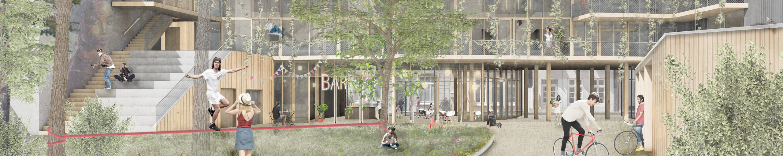 Vorschlag für die Umgestaltung des ehemaligen Wohnbaugebäudes für Junges Wohnen