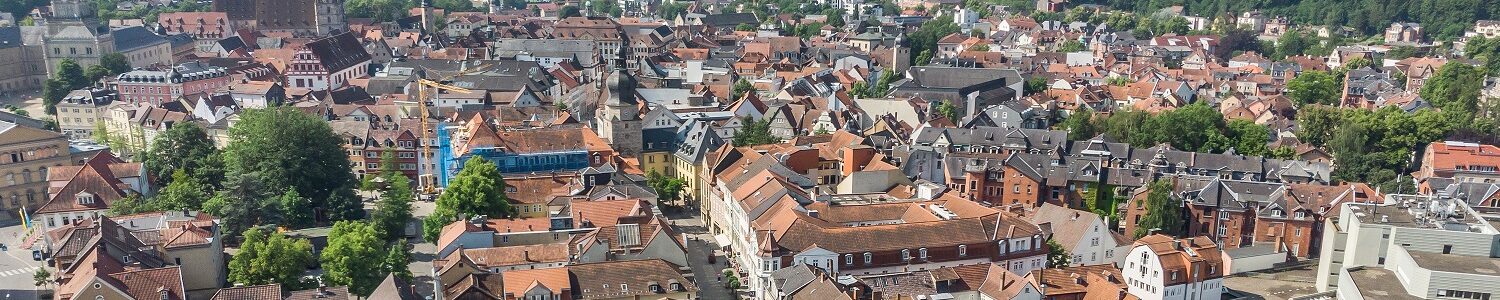 Blick auf den Steinweg und die Coburger Innenstadt.