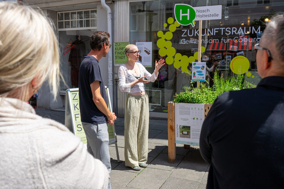 Unter dem Titel „Zukunft findet Stadt“ haben die Studierenden Kommunikationsstrategien entwickelt und im Zukunftsraum präsentiert.