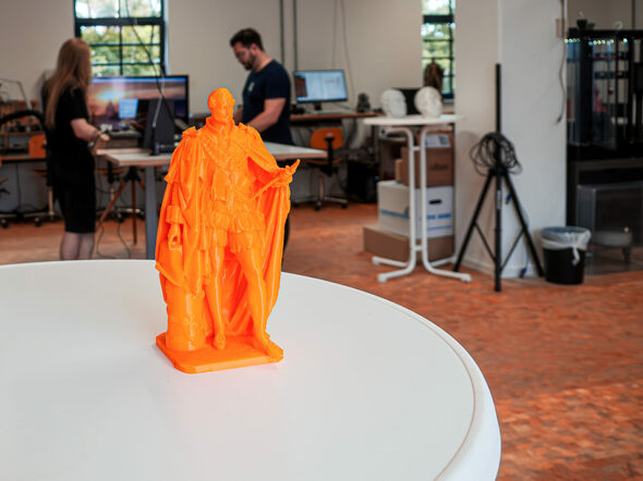 eine 3D Version von Albert, gedruckt im Makerspace