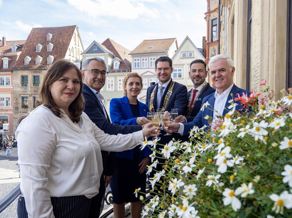 Von links: Getiana Mburimi, Artan Pojani, Adia Sakiqi, Dominik Sauerteig, Can Aydin, Fatmir Xhafaj