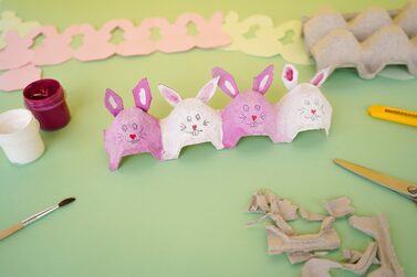Diy,Pink,And,White,Bunnies,Made,Of,Cardboard,Packaging,From