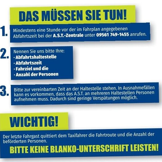 Buchungshinweise Nacht-Anruf-Sammel-Taxi Landkreis Coburg