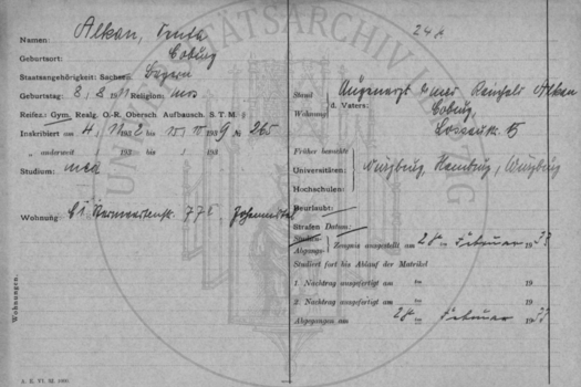 Angaben zum Studium Senta Alkans