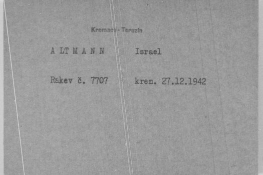 Mitteilung des Krematoriums Theresienstadt