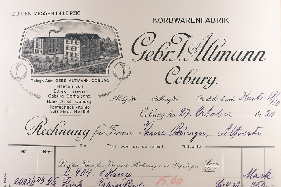 Briefkopf der Korbwarenfabrik Gebr. Altmann