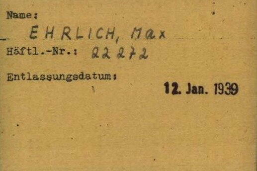 Entlassungskarte von Max Ehrlich aus dem KZ Dachau
