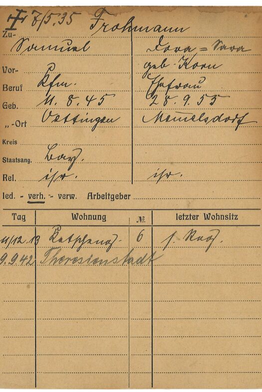 Meldekarte von Samuel und Dora Frohmann