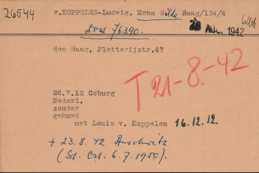 Meldekarte des Judenrates von Amsterdam von Erna Hilde van Koppelen