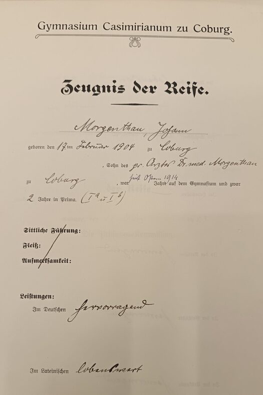 Reifezeugnis von Hans-Joachim Morgenthau