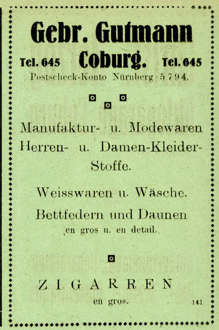 Werbung Gebr. Gutmann