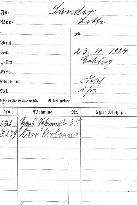 Meldekarte von Lotte Sander